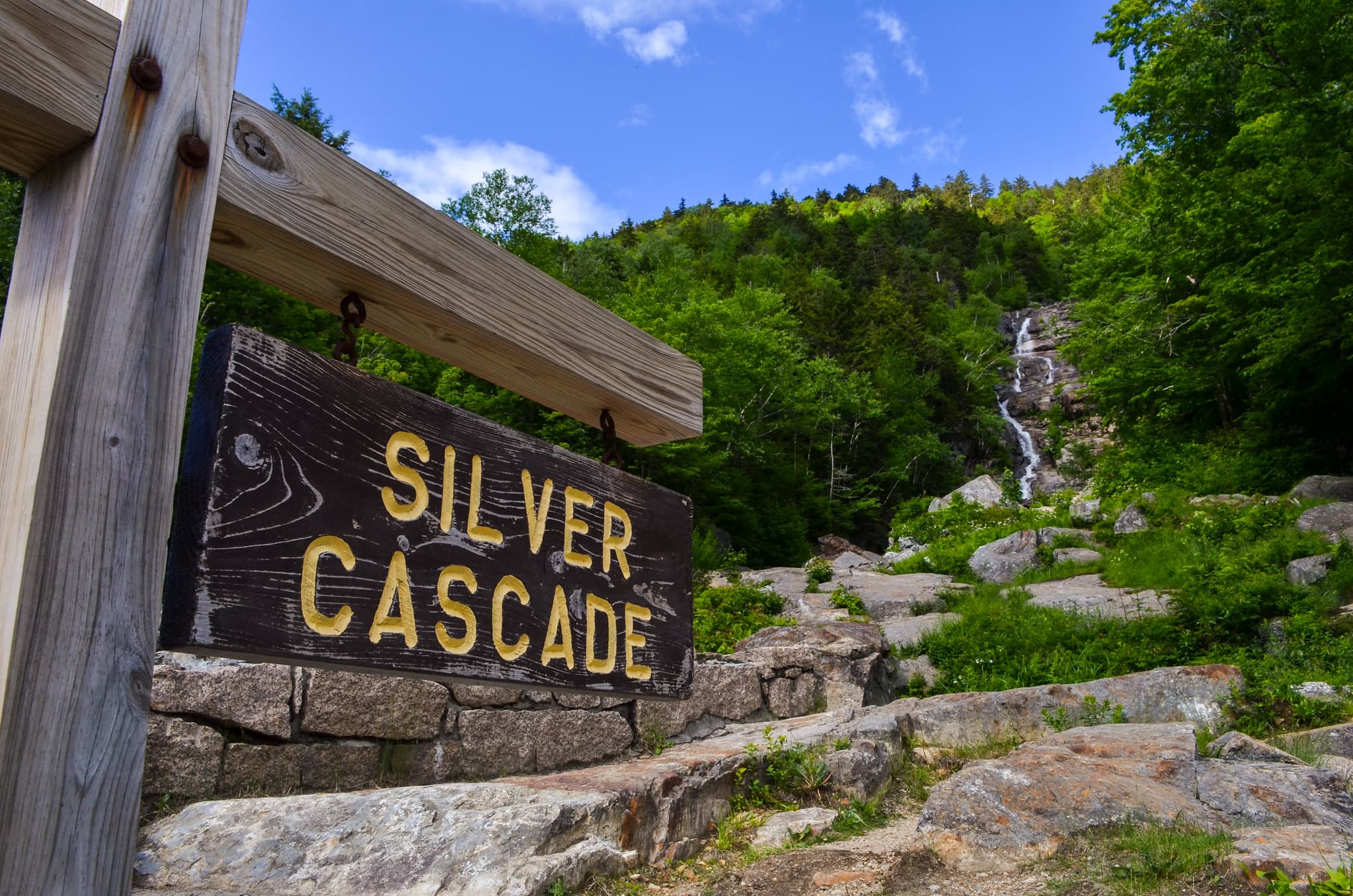 Silver Cascade And Flume Cascade waterfall scene in New Hampshire. User supplied image. Verify rights before public publish.